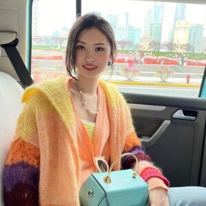 Free people Bohemian mohair sweater - long multicolor sunset cardigan